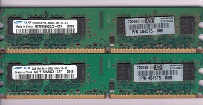 4GB 2x2GB PC2-6400 DDR2 SAMSUNG M378T5663QZ3-CF7 HP 404575-888 Ram Memory Kit - Image 1 of 4