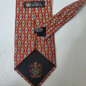 PAOLO ~ DESIGNED BY PAOLO GUCCI Red Chain Link Silk Tie Snaffle Equestrian Jewel - Picture 1 of 5