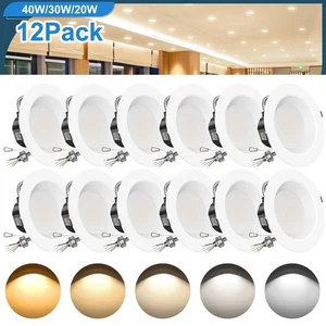 12 Pack 10Inch 5CCT 40W LED Recessed Ceiling Light Dimmable Workshop Downlight - Picture 1 of 13