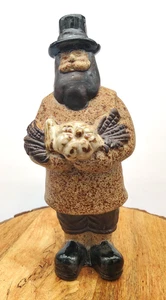 Thanksgiving Hand-Made Ceramic Harvest Pilgrim Figurine Rustic Stoneware 10 x 4" - Picture 1 of 10