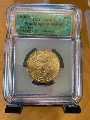 2007-P Washington $1 • ICG MS65 • Missing Edge Lettering Error Coin - Image 1 of 2