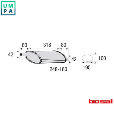 CENTRE MUFFLER UNIVERSAL 248-160 - Image 1 of 4