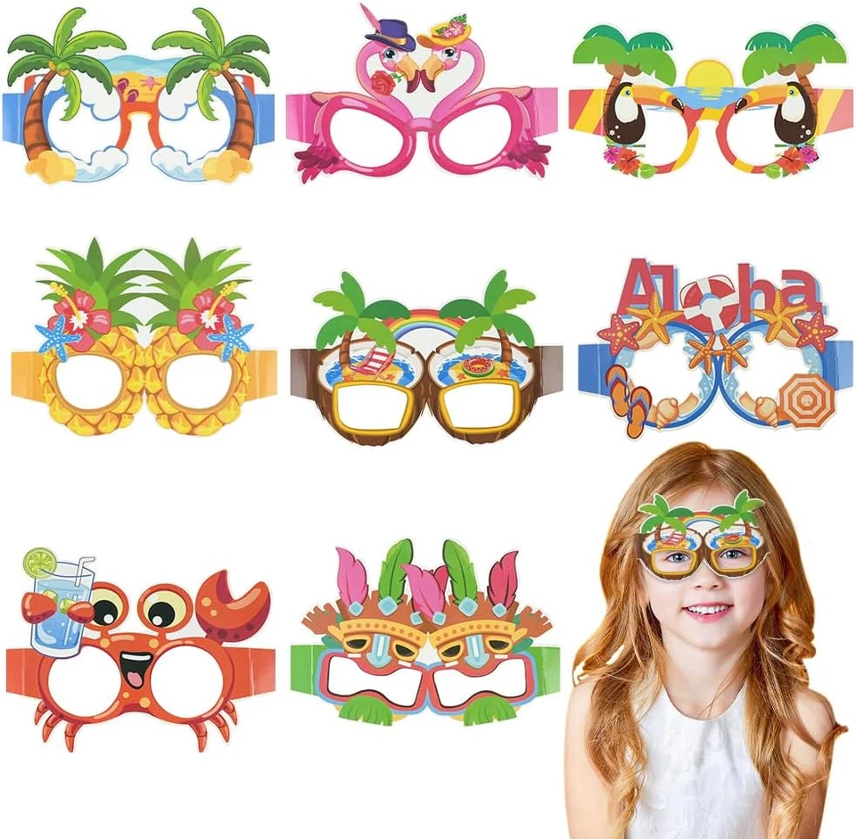 8 Stk. Party Brillen Lustige Sonnenbrille Set Hawaiian Tropical