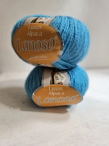 Turquoise blue Baby Alpaca 2x 50g LANOSO Yarn 4ply - Picture 1 of 2