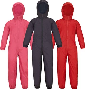 CHILDS WATERPROOF RAINSUIT BOYS GIRLS ALL IN ONE SUIT KIDS CHILDRENS PUDDLE SUIT - Picture 1 of 13