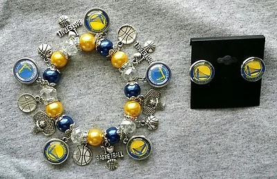 Juego de pulsera y pendientes Golden State Warriors (collar gratis) Foto 1 de 2