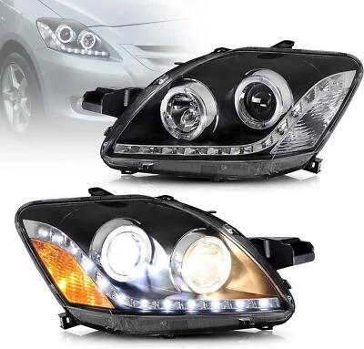 Juego de faros proyectores carcasa negra LED DRL para Toyota Yaris 2007-2011 sedán Foto 1 de 4