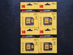 4 x 64GB Kodak V30 Class10 A1 UHS-I U3 4K Micro SDXC Karty pamięci Bulk Job Partia - Zdjęcie 1 z 1