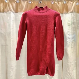 Women's Red Turtleneck Sweater Dress Forever 21 Size S Pre-Owned with Slit - Picture 1 of 8