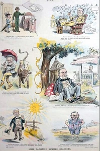Politicians Summer Vacations Reprieve 1894 FLOWER SHERMAN McKINLEY Puck Print - Picture 1 of 10