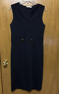 TORY BURCH NAVY BLUE KNIT Midi WOOL BLEND Sheath Dress Size S SMALL *READ* Y22