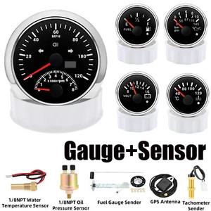 85mm GPS Speedometer 120MPH With Tachometer& 52mm Fuel Oil Temp Volt with Sensor - Picture 1 of 23