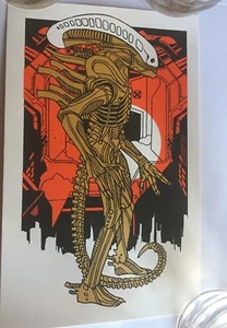 Tyler Stout Alien handbill / Mini Print silver black & gold 8" x 5" stamped. - Picture 1 of 3