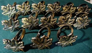 14 Metal Maple Leaf Napkin Rings High Luster Antique Bronze Finish - Picture 1 of 11