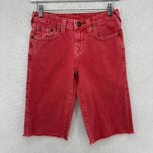 True Religion Shorts Youth 12 Geno Rolled up Short Cut Off Red W25 12" Inseam - Picture 1 of 15
