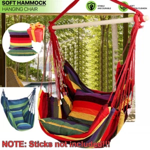 Hammock Chair Swing + Pillows Comfy Hanging Chair Hanger Kits for Indoor/Outdoor - Picture 1 of 14