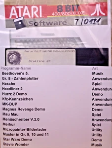 ATARI XL/XE -- MK-DUP, STEVIE WONDER, MAU MAU,... (RE-VERLAG - DISKLINE 23) - Picture 1 of 2