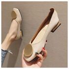 Flats Shoes Low Wooden Heel Ballet Square Toe Shallow Buckle Shoes Slipon Loafer