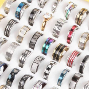1set Mix Lot Männer Frauen Mode Edelstahl Ringe Großhandel Schmuck Ringe - Bild 1 von 8