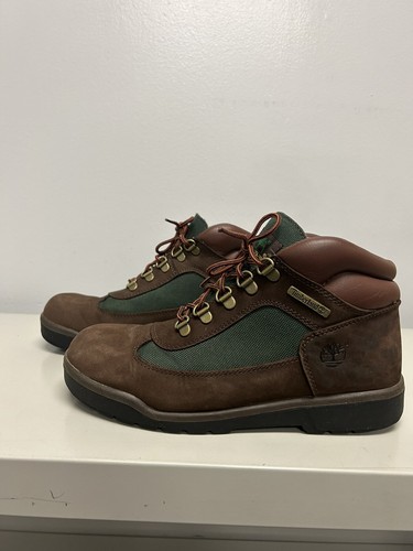 Stivali da campo per bambini Timberland taglia 6 5 ""Nabuk marrone medio"" manzo e broccoli