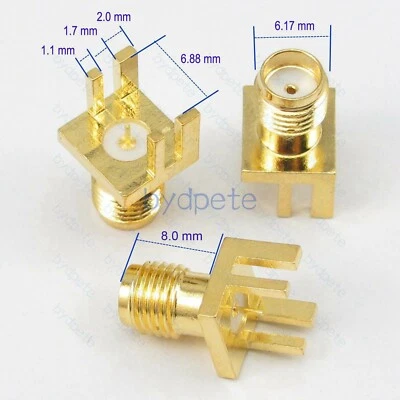 SMA female pin jack socket PCB Edge 1.7mm Mount Solder square big panel Adapter - Image 1 of 4