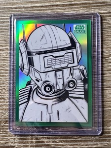 2022 Topps Star Wars Chrome Galaxy Tech GREEN /99 Base Card Sketch Variation