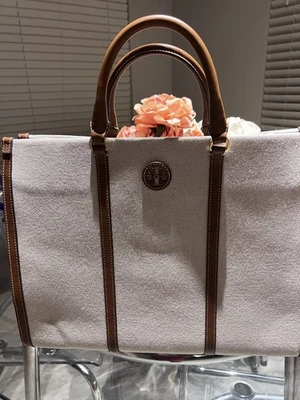 Bolso grande Cuoio clásico natural nuevo con etiquetas Tory Burch 163097 de lona Blake Jumbo Foto 1 de 4