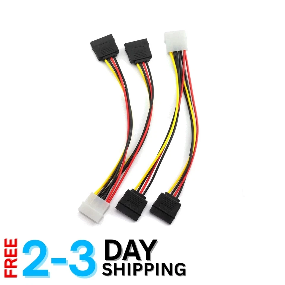 Versátil cable divisor de alimentación Molex a SATA de 20 cm - Paquete de 2 para discos duros Versat Foto 1 de 4