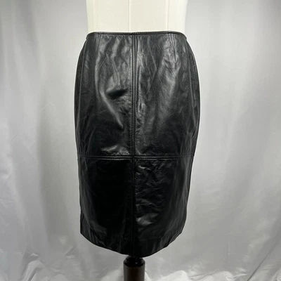 Falda lápiz Preston & York Premiere negra 100 % cuero genuino talla 10 Foto 1 de 4