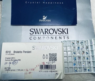 Colgante Swarovski Briolette 6010 11 x 5,5 mm Cristal AB 12 piezas Paquete Austria Foto 1 de 3