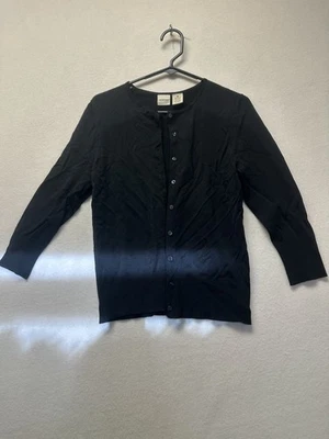Merona Womens Blouse Long-Sleeve Button-down Size Medium Black - Image 1 of 4