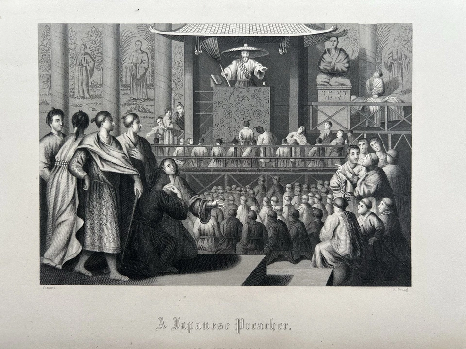 1860 Buddhist Preacher in Japan Antique Print - Image 1 of 1