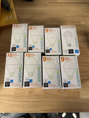 Simply Conserve LED Light Bulb Lot - 15W 1600lm & 9W 800lm 3-Way LED Brand New - Image 1 of 2