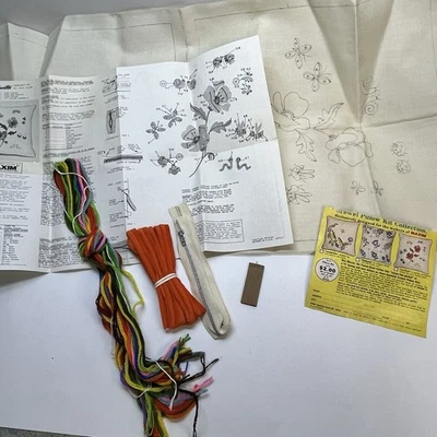 Kit bordado bucilla crewel años 70 #38024 kit almohada algodón amor crece flor Foto 1 de 4