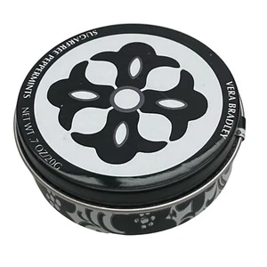 EMPTY Vera Bradley Peppermints Tin Retired Style Pillbox 1.75 inch diameter - Picture 1 of 5