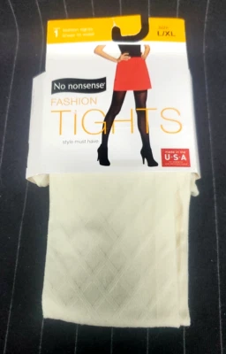No Nonsense Fashion Shaping Tights Ivory- Diamond Textured Size L/XL ~ New - Image 1 of 4