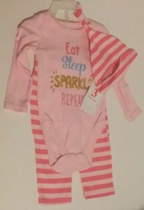  Swiggles COMER DORMIR BRILLO REPETIR 3/6M Rosa - Conjunto de 3 piezas Body, Leggings y Sombrero - Imagen 1 de 4