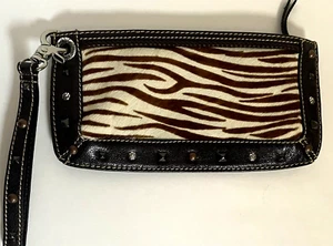 Brighton Piper Zebra Print Calf skin Wristlet Handbag Wallet Clutch New - Picture 1 of 9
