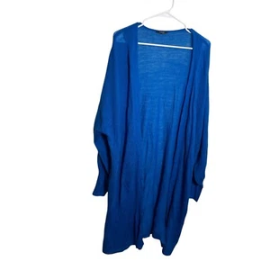 NYDJ Cardigan Sweater Women's Large Blue Open Long Sheer Knit Balloon Sleeve Top - Picture 1 of 9