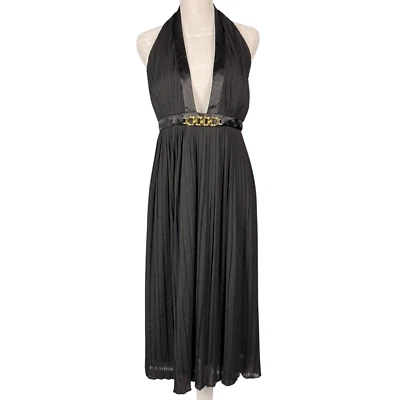 Democracy Dress Womens Halter Pleated Sz 12 Black Cocktail Whimsigoth Coquette - Image 1 of 4