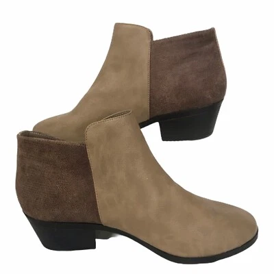 Call It Spring Women's Brown & Tan Leather Zip Ankle Bootie Size US 7.5 Side Zip - Image 1 of 4