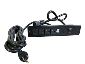 Recessed Power Strip with 3 Outlet 1 USB Switch Table Desk Furniture Cabinet - Picture 1 of 7
