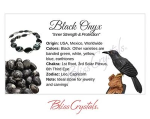 BLACK ONYX Crystal Information Card, Double sided #HC170 - Picture 1 of 2