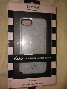 LuMee Duo Instafame LED Lighted Case iPhone 6/7/8 Plus - Silver Glitter - Picture 1 of 2