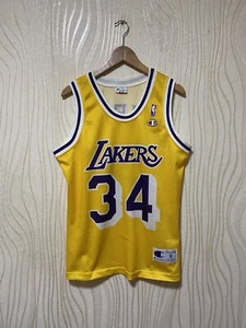 LOS ANGELES LAKERS BASKETBALL SHIRT JERSEY CHAMPION NBA sz S #34 SHAQILE O’NEAL - Picture 1 of 14
