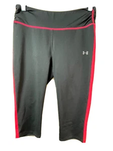 UNDER ARMOR Women’s Medium Fitted Capri Yoga Running Pants Black Pink - Picture 1 of 5