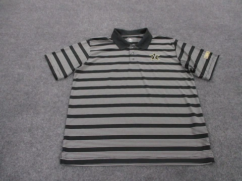 Vanderbilt Commodores Shirt Adult XL Black Striped Short Sleeve Polo Mens Cover