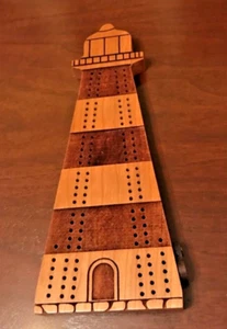 Maple Landmark Woodcraft Lighthouse Shape Cribbage Board NWOT - Picture 1 of 4