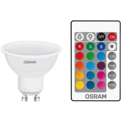 OSRAM LED GU10 Leuchtmittel mit Fernbedienung und Farbwechsel dimmbar 120° 4,5W - Bild 1 von 4