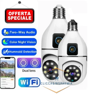 Ip Camera A Forma Di Lampadina Telecamera Sorveglianza Wifi Da Interno Wireless - Immagine 1 di 4
